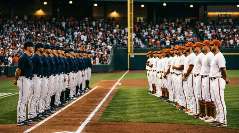 Twee rivaliserende MLB-teams tegenover elkaar op het veld