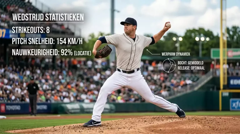 Honkbal pitcher in focus met statistieken overlay voor prop bets