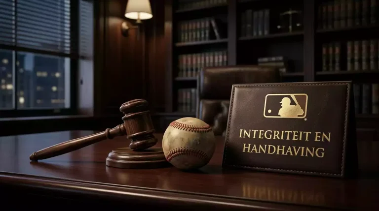 MLB-logo met gerechtelijke hamer symboliserend integriteitshandhaving
